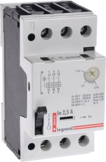 Ndërprerës elektrik për motor Legrand M 250 2,5, 3-polësh, 1,6-2,5 A, 400 V, i bardhë