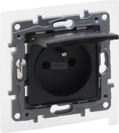 Prizë Legrand Niloe Selection 762237, 2P+E, IP44 16A 250V, antracit - 1