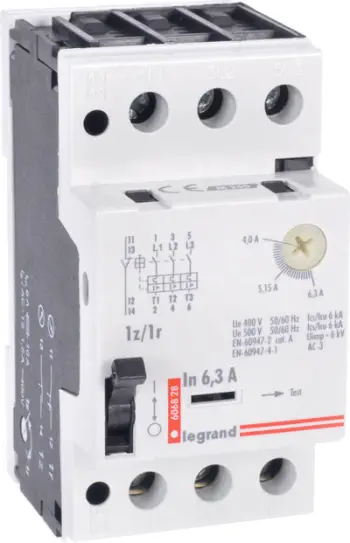 Ndërprerës qarku motorik Legrand 3P 2.5kW 4-6.3A M250 1NO/1NC 6.3 606828