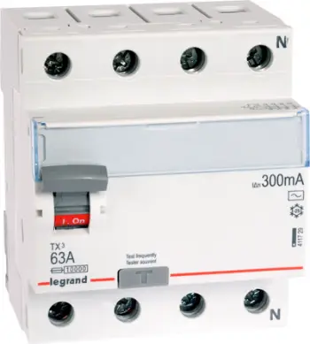 Ndërprerës diferencial Legrand RCD 4P 63A 0.3A tipi AC P304 - 411729