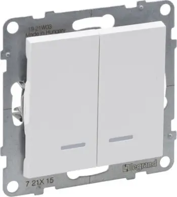 Çelës dy-drejtimësh Legrand SUNO 721115, me ndriçim, 10AX 250V, i bardhë