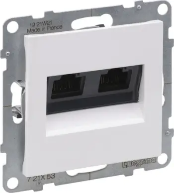 Prizë dyfishe kompjuterike Legrand SUNO 721153, RJ45 Cat 6 UTP, e bardhë