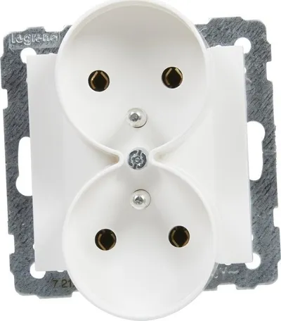 Prizë dyshe Legrand SUNO 721191, 2x2P+E, 16A 250V, e bardhë - 2