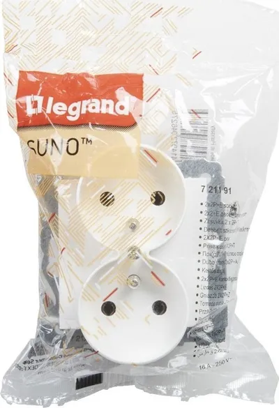 Prizë dyshe Legrand SUNO 721191, 2x2P+E, 16A 250V, e bardhë - 4