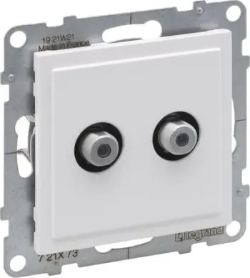 Prizë antene dyshe Legrand SUNO 721173, SAT tip F, 1.5 dB, e bardhë