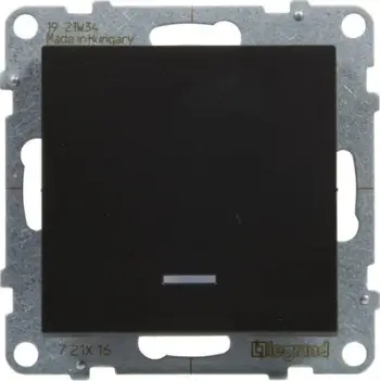 Çelës shkallësh Legrand SUNO 721416, 10AX 250V, me ndriçim sfondi, i zi