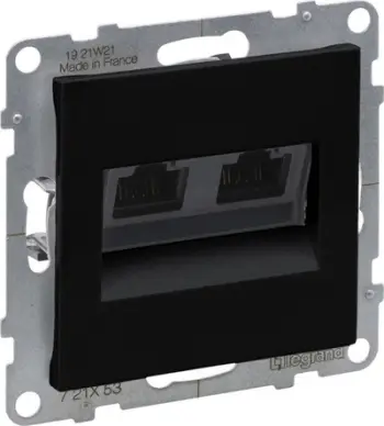 Prizë dyfishe kompjuterike Legrand SUNO 721453, RJ45 Cat 6 UTP, e zezë