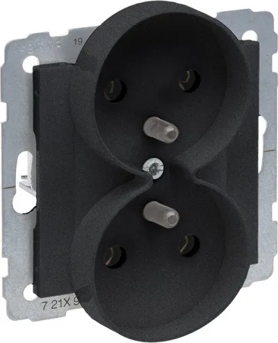 Prizë dyshe Legrand SUNO 721491, 2x2P+E, 16A 250V, e zezë - 1