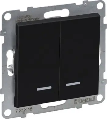 Ndërprerës Legrand SUNO 721415, 10AX 250V, me ndriçim, i zi