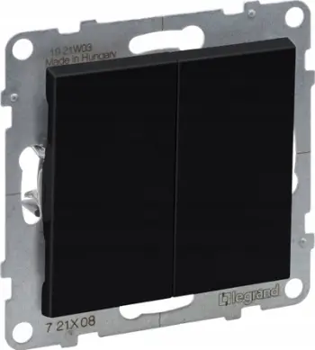 Çelës shkallësh i dyfishtë Legrand SUNO 721408, 10AX 250V, terminale automatike, i zi
