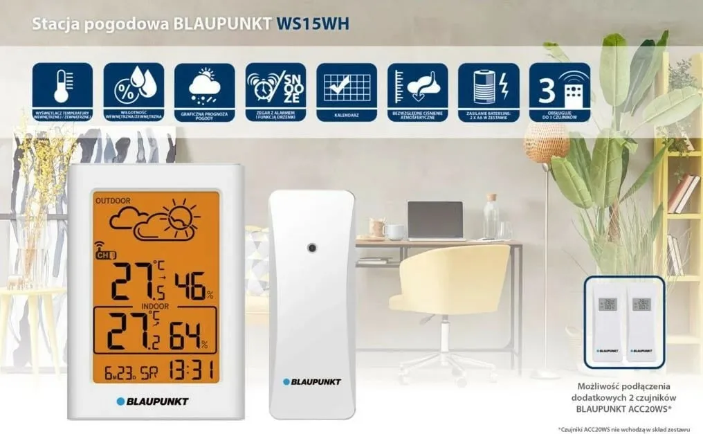 Stacion moti Blaupunkt WS15WH, ekran LCD, sensorë pa tela, i bardhë - 4