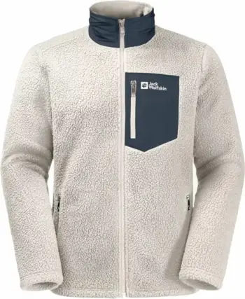 Bluzë polar Jack Wolfskin Kingsway Fleece M, Sherpa, me kapuç, bezhë