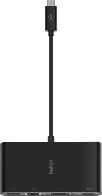 Përshtatës Multimedia USB-C Belkin, HDMI, VGA, USB 3.2, Gigabit Ethernet, i zi