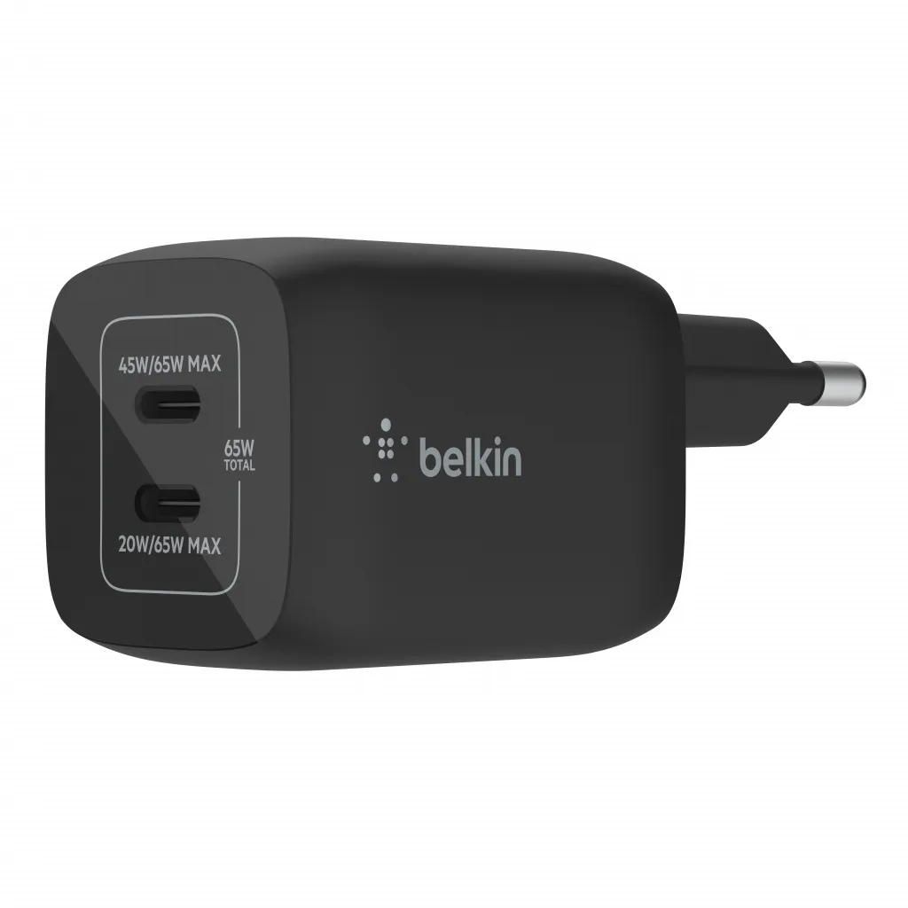 Karikues Belkin 65W PD PPS Dual USB-C GaN, i zi - 1