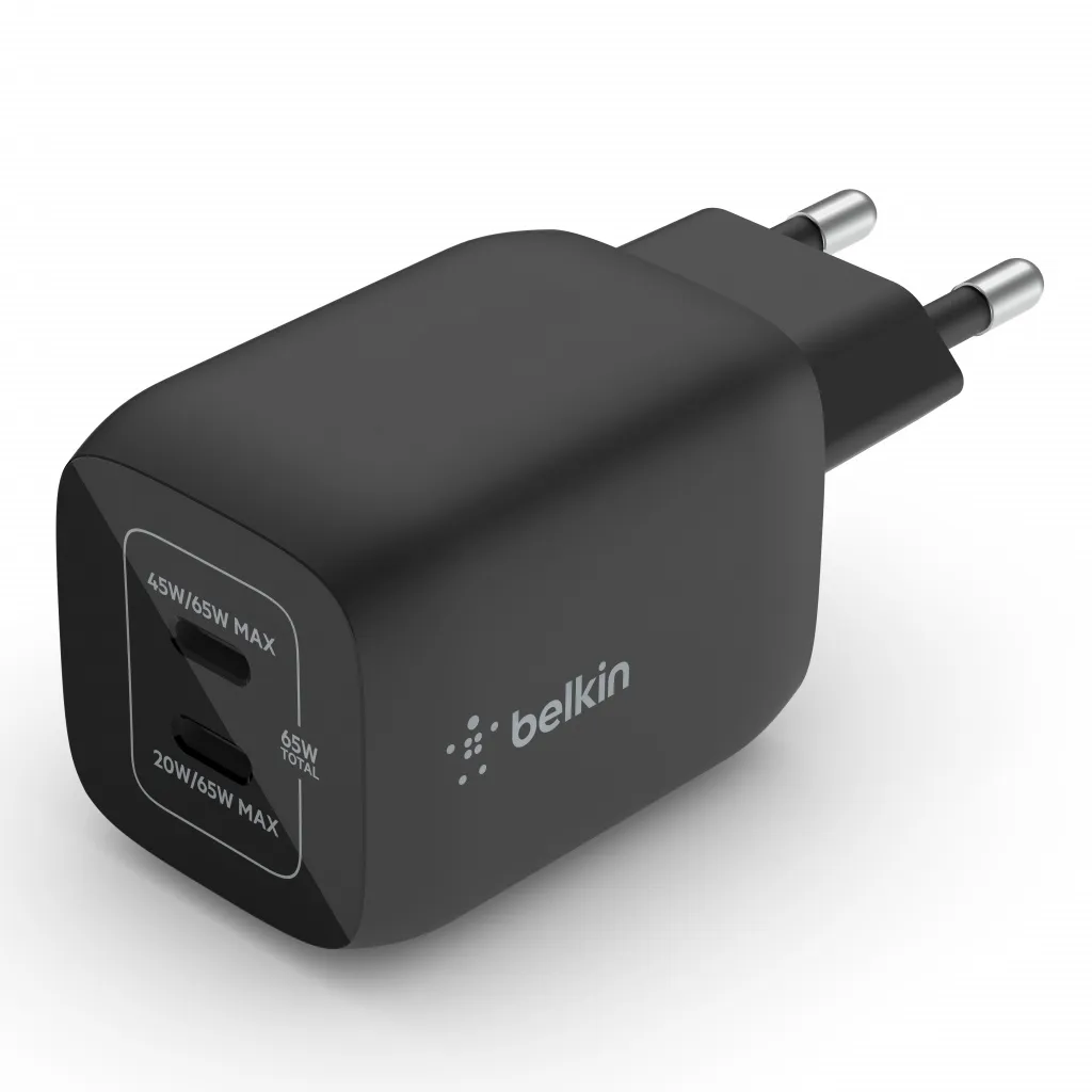 Karikues Belkin 65W PD PPS Dual USB-C GaN, i zi - 4