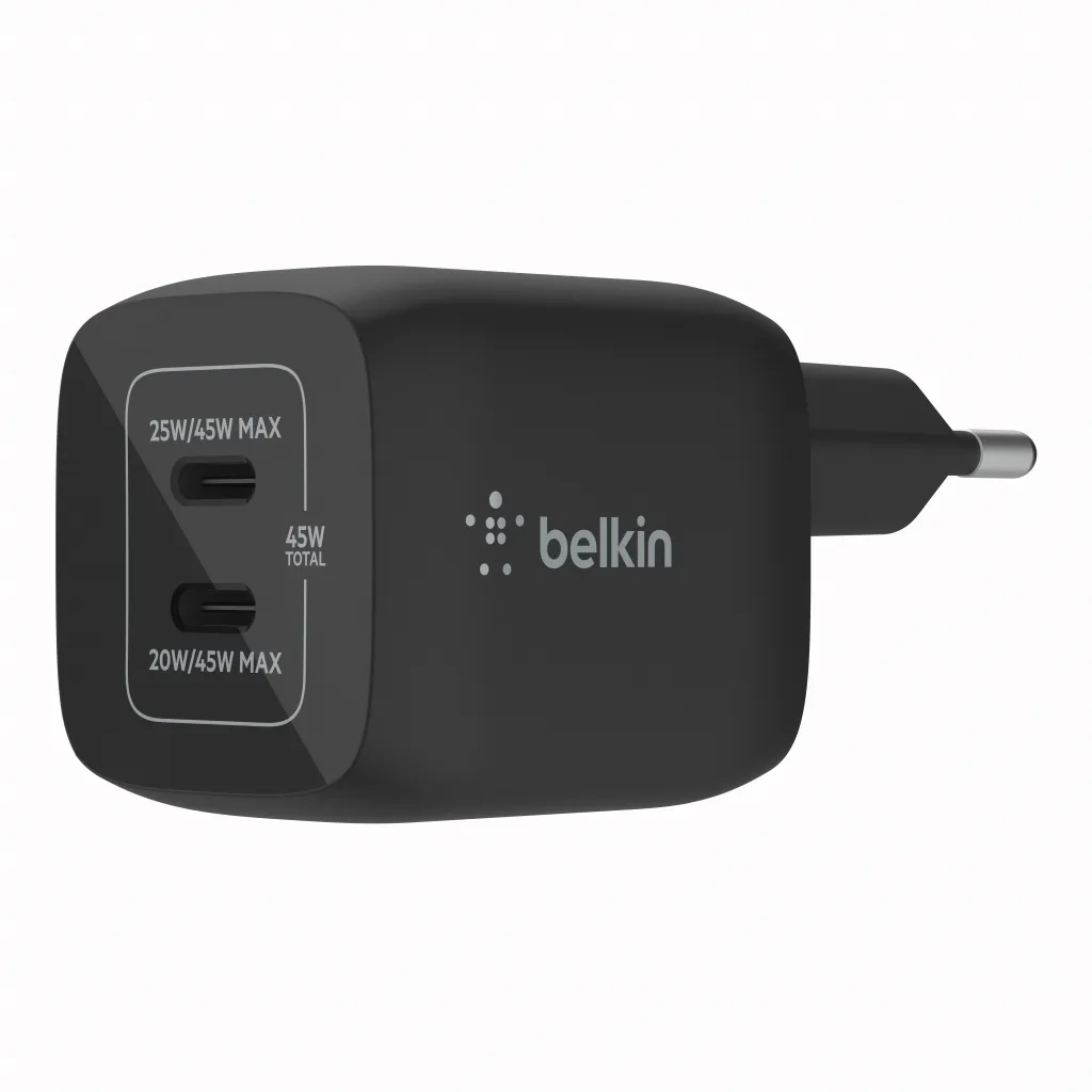 Karikues Belkin 45W PD PPS Dual USB-C GaN, i zi - 1