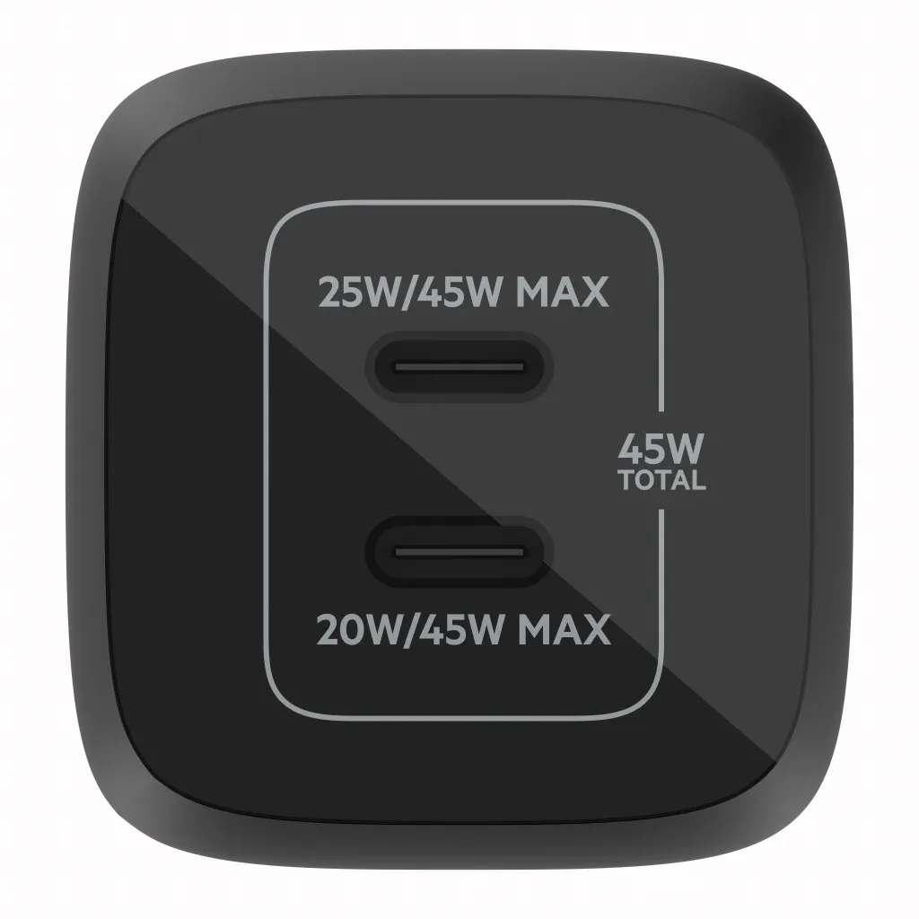 Karikues Belkin 45W PD PPS Dual USB-C GaN, i zi - 2