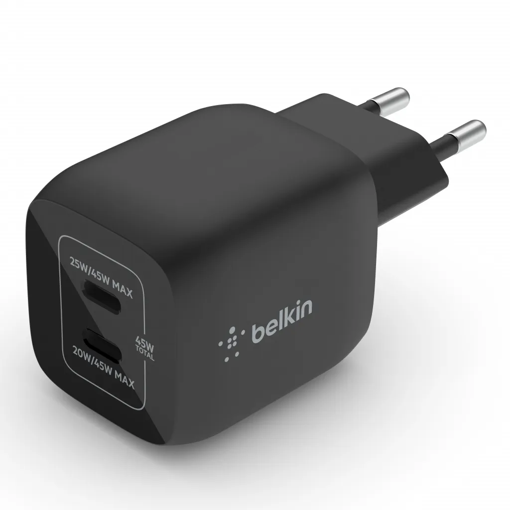 Karikues Belkin 45W PD PPS Dual USB-C GaN, i zi - 5