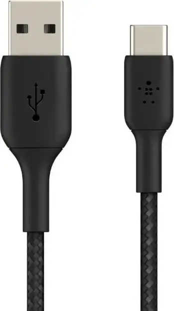 Kabllo USB-C në USB-A Belkin, 3m, i gërshetuar, e zezë