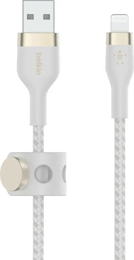 Kabllo USB-A në Lightning Belkin BoostCharge Pro Flex, 3m, MFi, e bardhë - 1