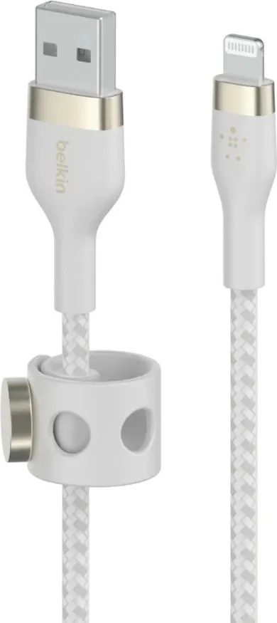 Kabllo USB-A në Lightning Belkin BoostCharge Pro Flex, 3m, MFi, e bardhë - 2