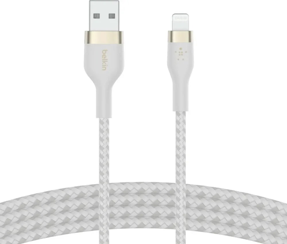 Kabllo USB-A në Lightning Belkin BoostCharge Pro Flex, 3m, MFi, e bardhë - 3