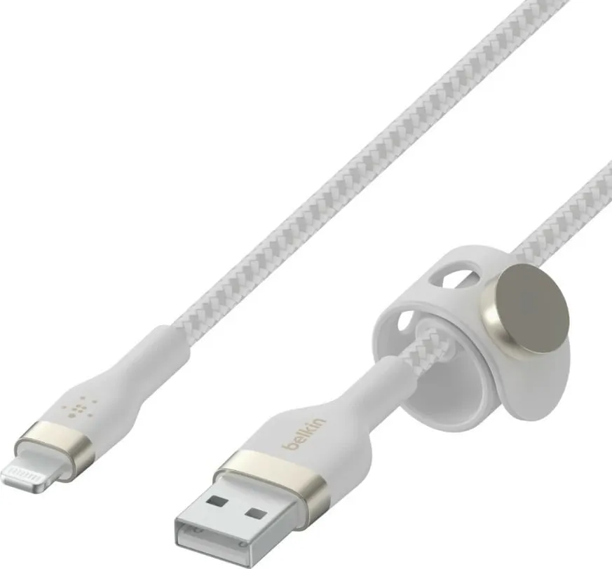 Kabllo USB-A në Lightning Belkin BoostCharge Pro Flex, 3m, MFi, e bardhë - 4