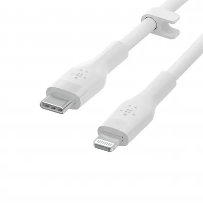 Kabllo silikoni Belkin Boost Charge USB-C - Lightning, 2m, e bardhë - 4