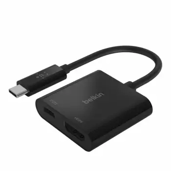 Adapter Belkin USB-C në HDMI. 60W PD. e zezë