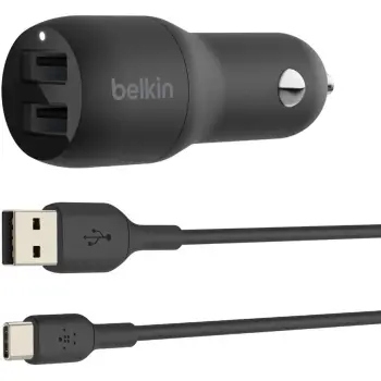 Adapter Belkin Dual USB-A Kfz-Ladegerät përfshirë kabllon USB-C 1m 24W e zezë