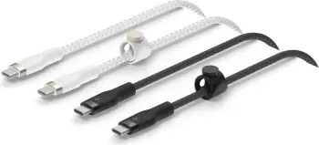 Kabëll USB C Belkin BoostCharge Pro Flex 1m, 2 copë, Fast Charging, 60W, e zezë/e bardhë