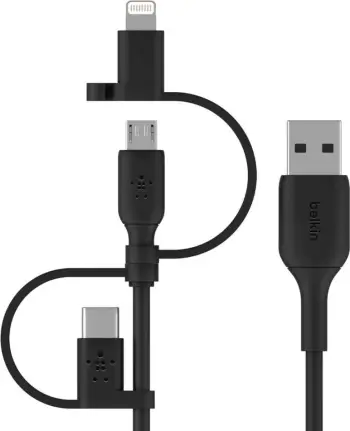 Kabllo Belkin BOOST CHARGE, 1 m, USB A, USB C/Micro-USB B/Lightning, e zezë