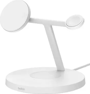 Karikues wireless Belkin BoostCharge Pro, 40W, për smartphone, kufje, smartwatch, Bardhë
