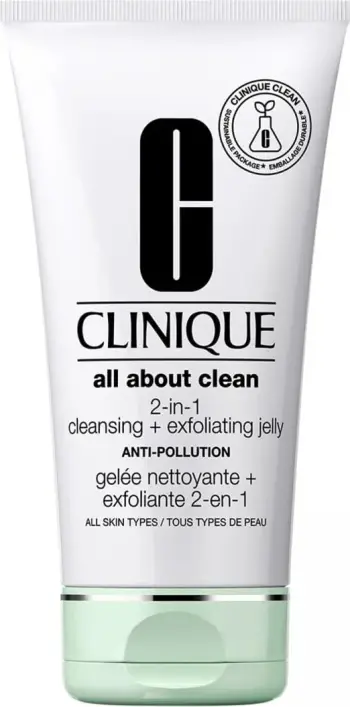Xhel pastrues fytyre për femra Clinique All About Clean 2-in-1 Cleansing + Exfoliating Jelly Deep Cleansing Face Wash Gel, 150ml