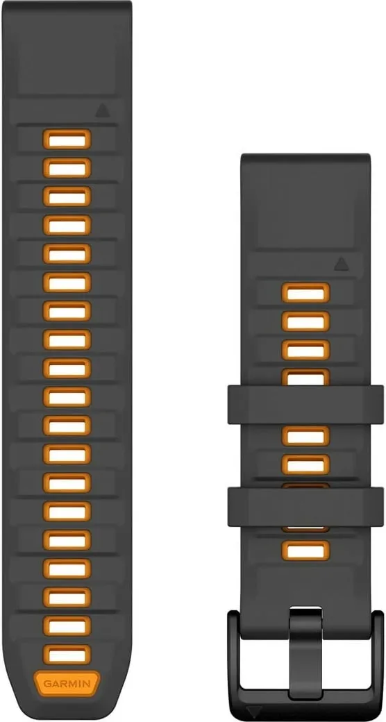 Rrip silikoni Garmin QuickFit 22mm për Smartwatch, grafit-portokalli - 1