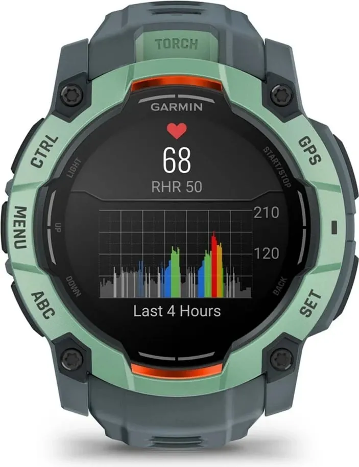 Ora sportive Garmin Instinct 3 50mm, ekran AMOLED, GPS, jeshile Neotropic Twilight - 6