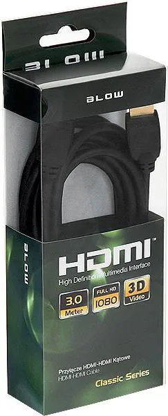 Kabllo Blow HDMI - HDMI, 3m, e zezë - 1