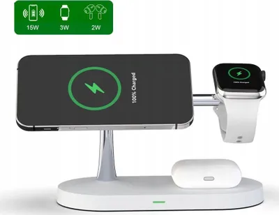 Karikues wireless Blow WCH-08, 15W, 3 në 1, i bardhë - 3