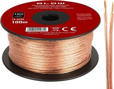 Kabëll altoparlantësh Blow 73-323, 2x0.75mm², 100m, transparent - 1