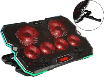 Stendë ftohëse për laptop Blow 66-366, 6 ventilatorë, ndriçim RGB, e zezë
