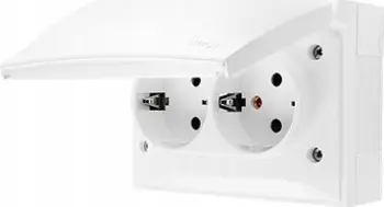 Prizë e jashtme dyfishe Kontakt-Simon Aquaclick ACGSZ2/11, IP44, Schuko, e bardhë