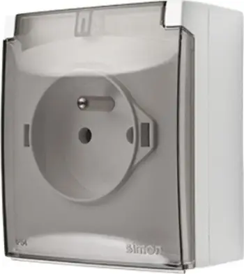 Prizë sipërfaqësore Kontakt-Simon Aquaclick ACGZ1C/11A, IP44, me tokëzim, kapak transparent i bardhë