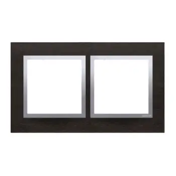 Kornizë për ndërprerës Simon 54 Nature DRN2/78, dyfishe, 96 × 163 × 10 mm, inox, IP20/IP44, e hirtë