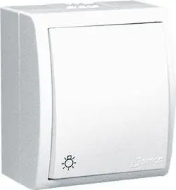 Buton drite Kontakt-Simon IP54 AQS1/11, i bardhë