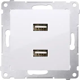 Karikues Kontakt-Simon, 2xUSB, 2.1A, 5V/DC, i bardhë