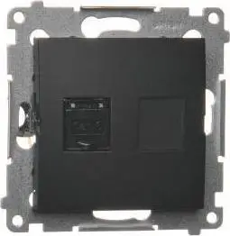 Prizë kompjuterike Kontakt Simon 54 D61.01/49, RJ45 Cat 6, me kapak pluhuri, e zezë matte