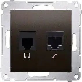 Prizë kompjuterike dhe telefoni Kontakt Simon 54 D5T.01/49, RJ45 Cat 5e, RJ12, e zezë mat