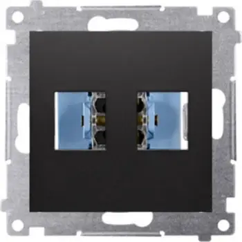 Kapak prizë telekomunikimi Kontakt-Simon Simon 54 Flat, dy porta Keystone, i zi mat