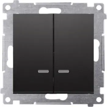 Ndërprerës llustre Kontakt-Simon Simon 54 DW5BL.01/49, 10AX 250V, me ndriçim LED, i zi mat