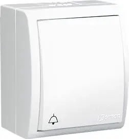 Ndërprerës për zile të derës Kontakt-Simon Simon Aquarius, 10AX, 250 V, IP54, 70 x 60 x 48 mm, i bardhë